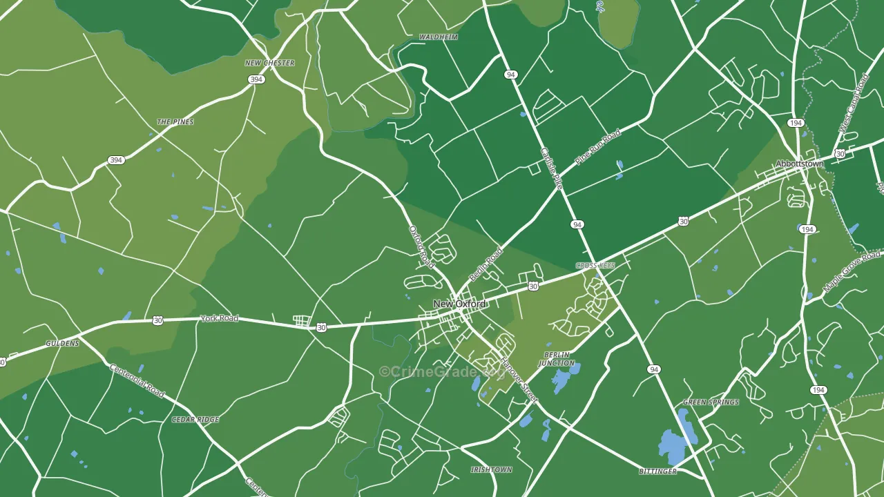 17350, PA Map of Vehicle Theft Rates