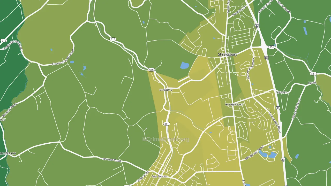 17355, PA Map of Vehicle Theft Rates