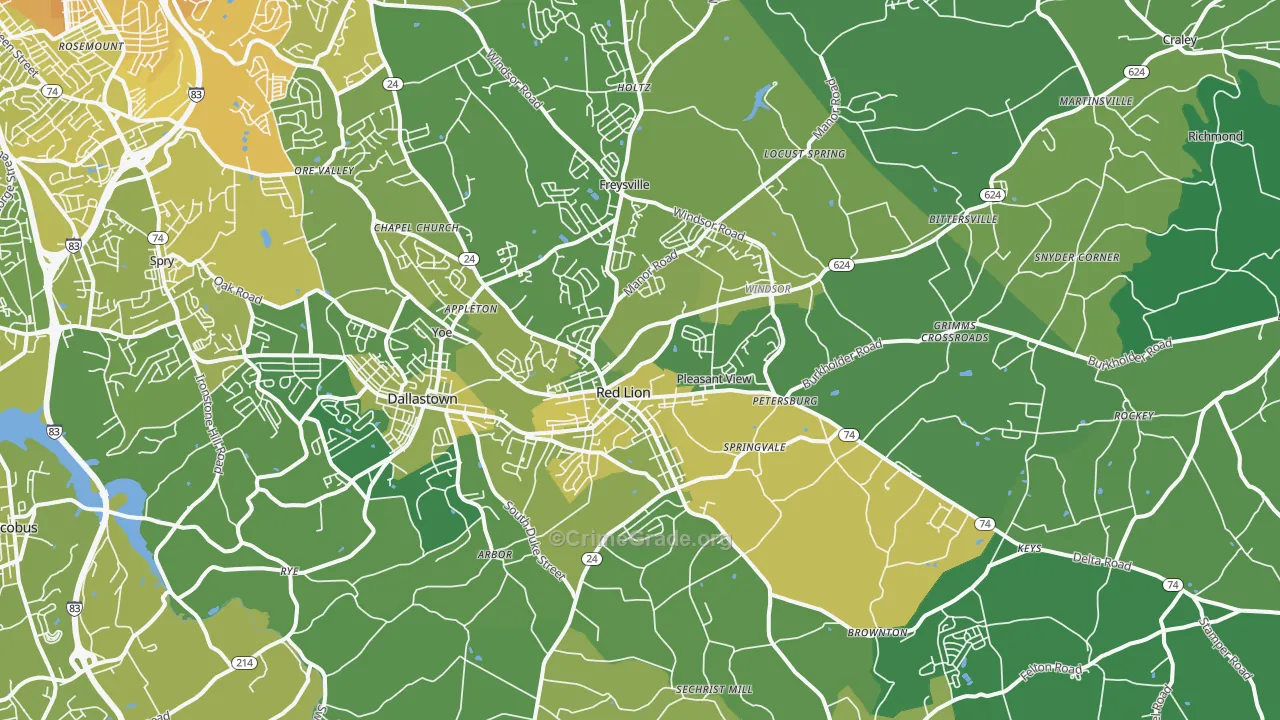 17356, PA Map of Vehicle Theft Rates