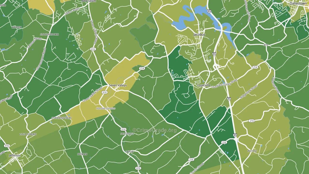 17360, PA Map of Vehicle Theft Rates