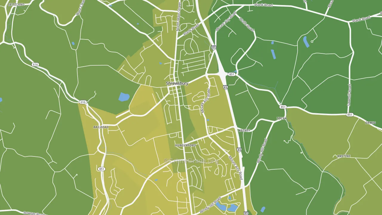 17361, PA Map of Vehicle Theft Rates