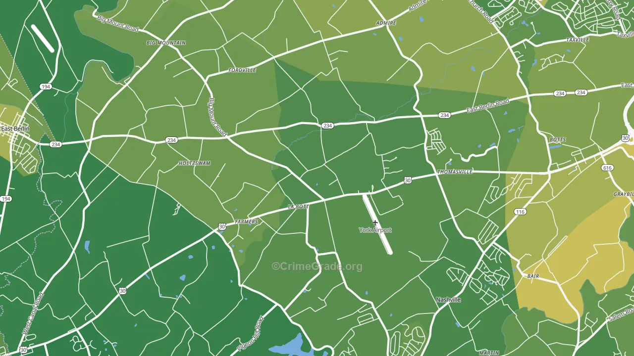 17364, PA Map of Vehicle Theft Rates