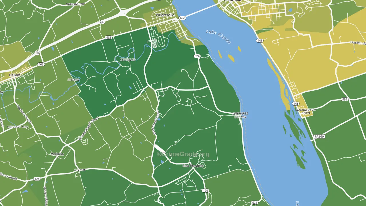 17368, PA Map of Vehicle Theft Rates