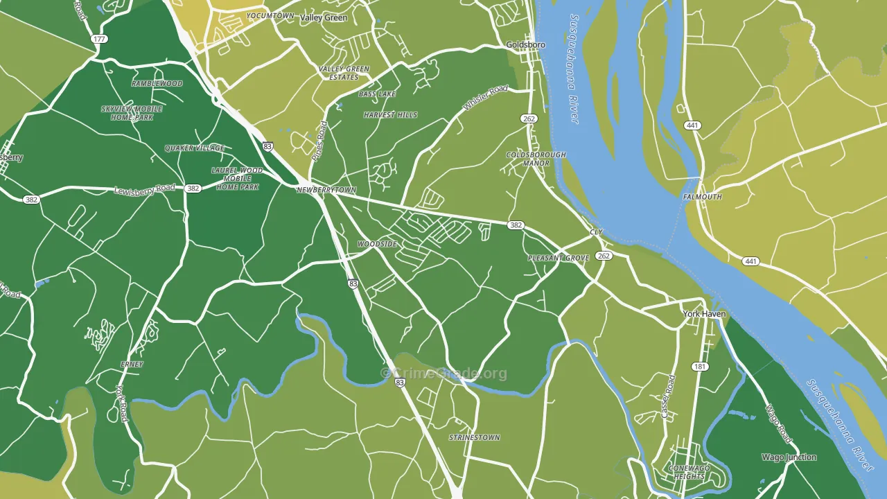 17370, PA Map of Vehicle Theft Rates