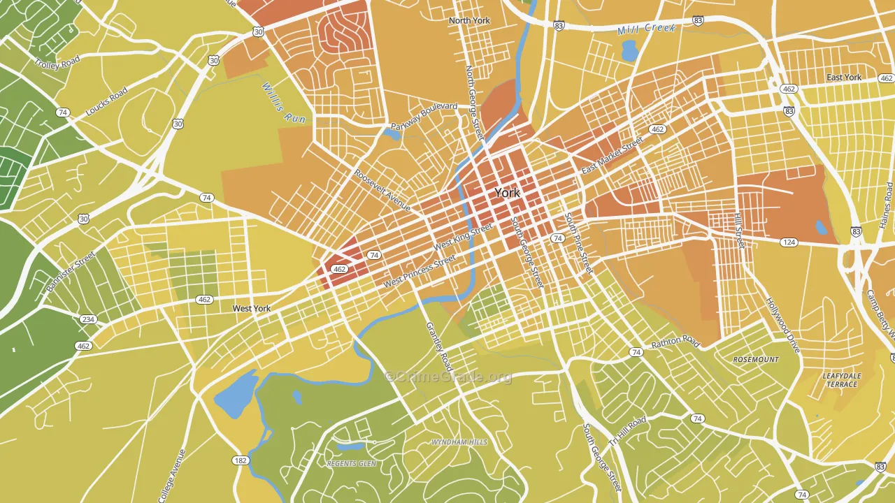 17401, PA Map of Vehicle Theft Rates