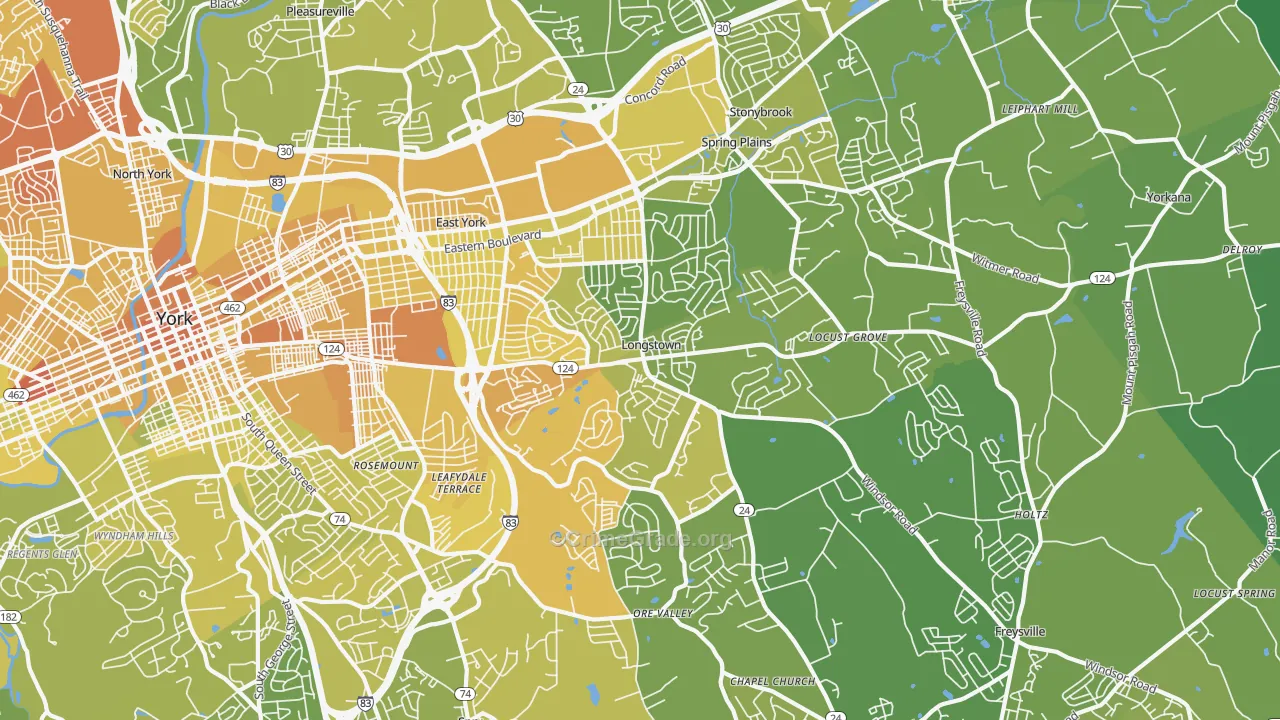 17402, PA Map of Vehicle Theft Rates