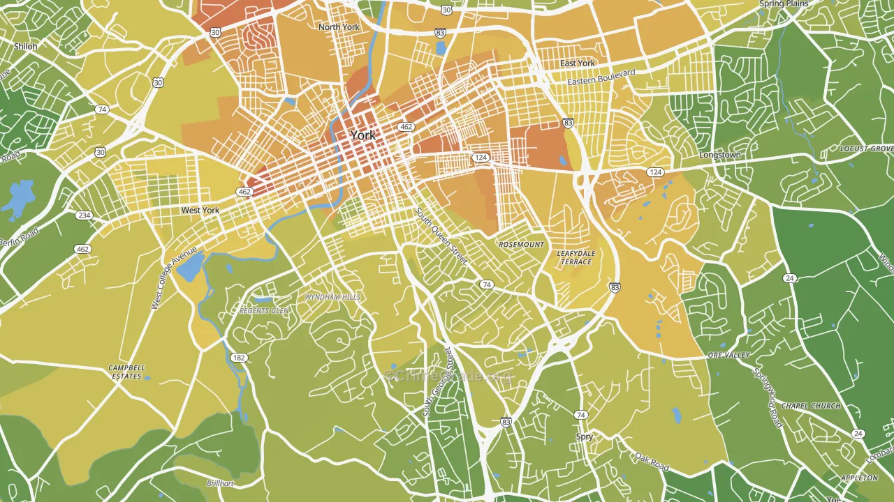 17403, PA Map of Vehicle Theft Rates