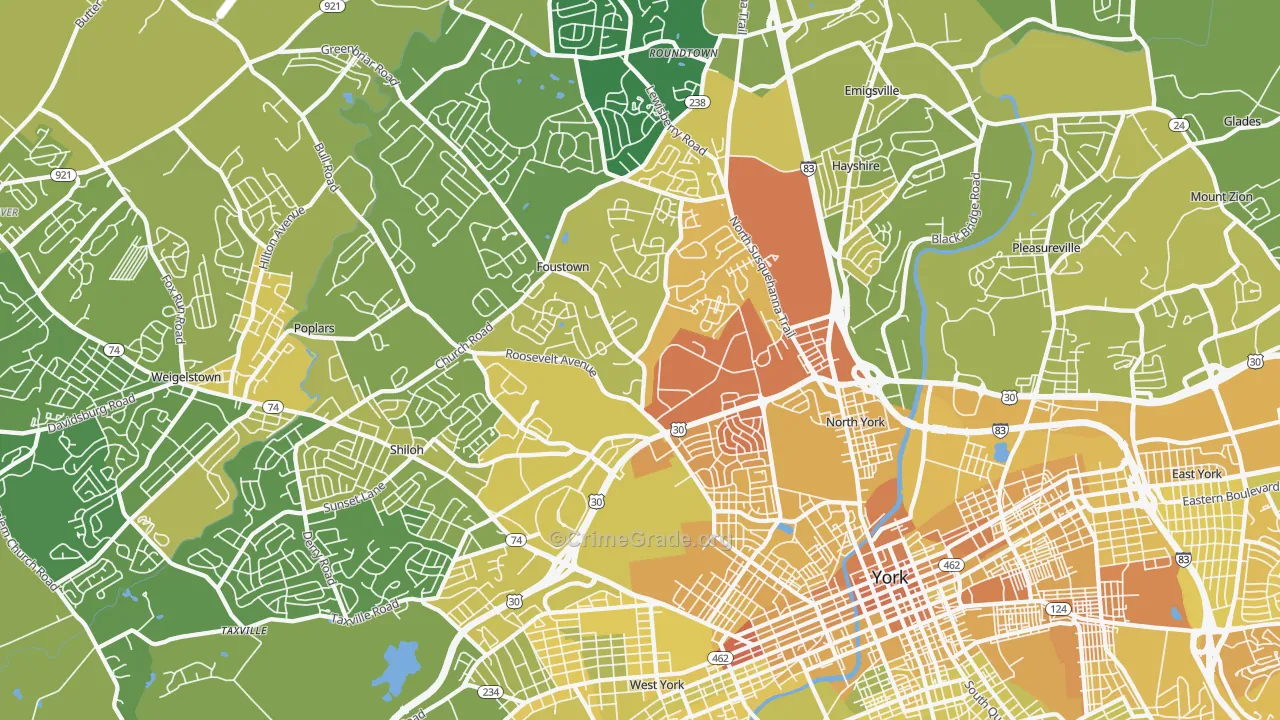 17404, PA Map of Vehicle Theft Rates