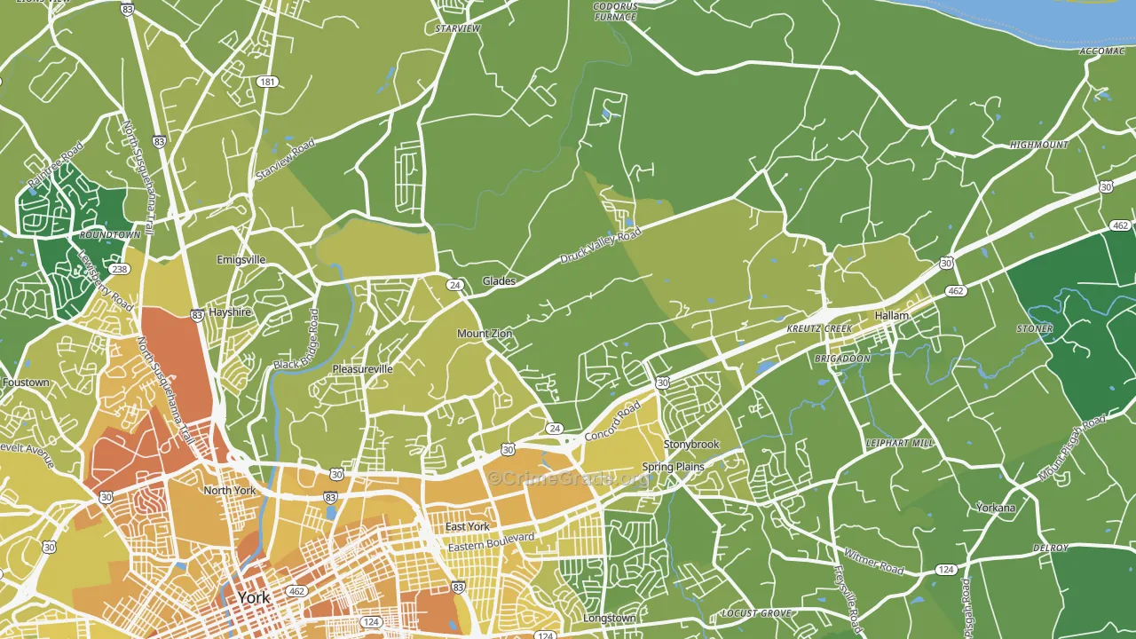 17406, PA Map of Vehicle Theft Rates