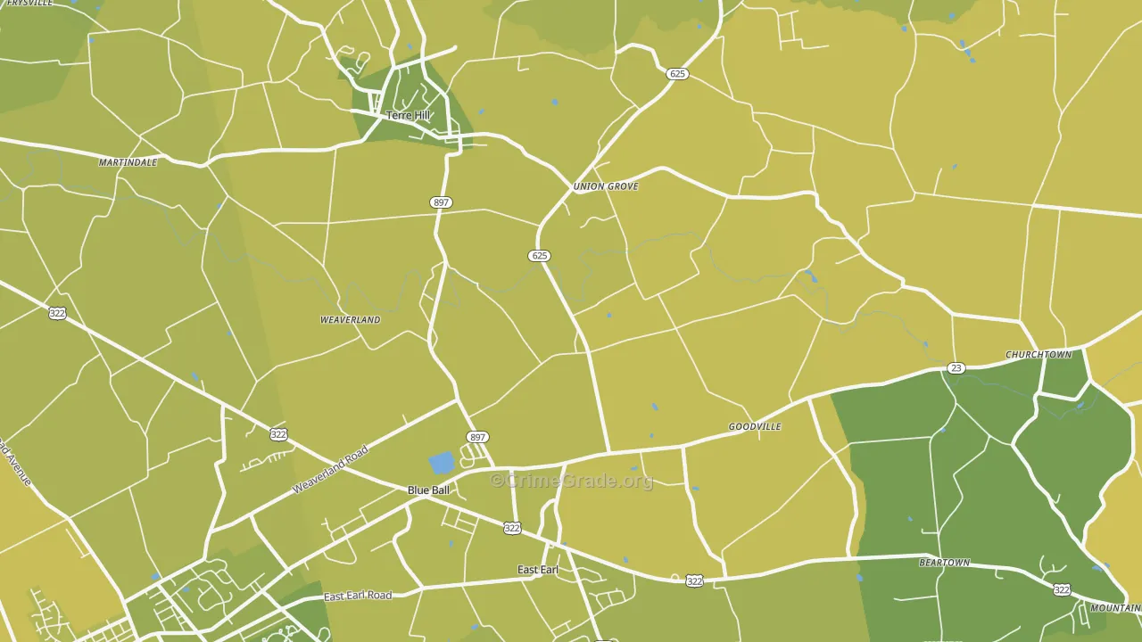17519, PA Map of Vehicle Theft Rates