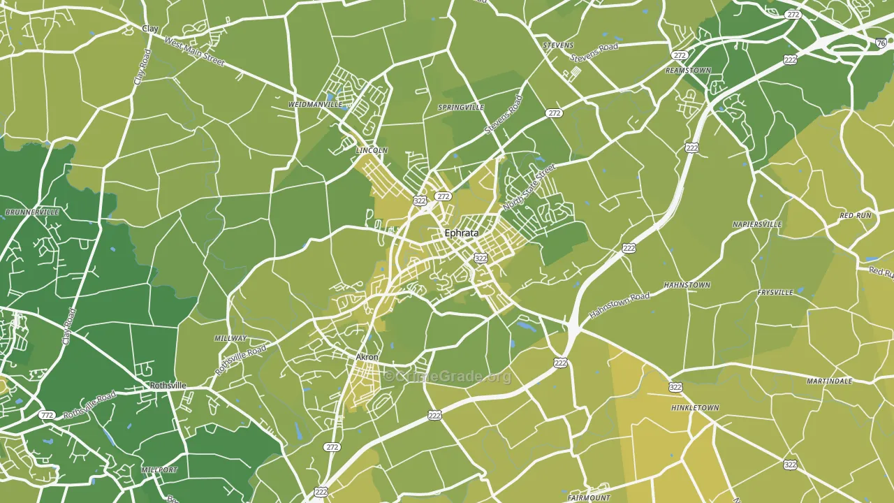 17522, PA Map of Vehicle Theft Rates