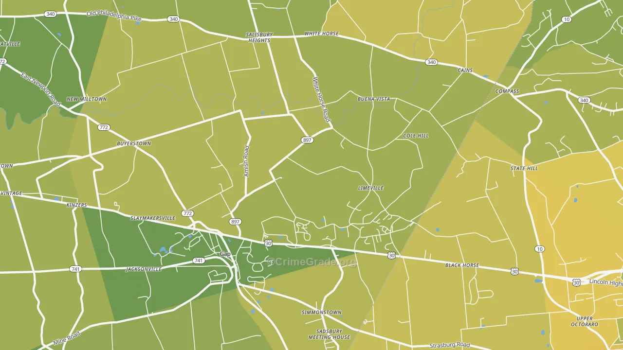 17527, PA Map of Vehicle Theft Rates