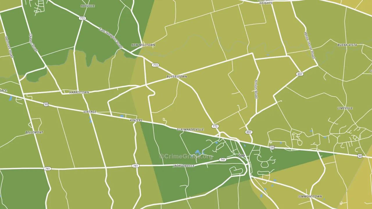17535, PA Map of Vehicle Theft Rates
