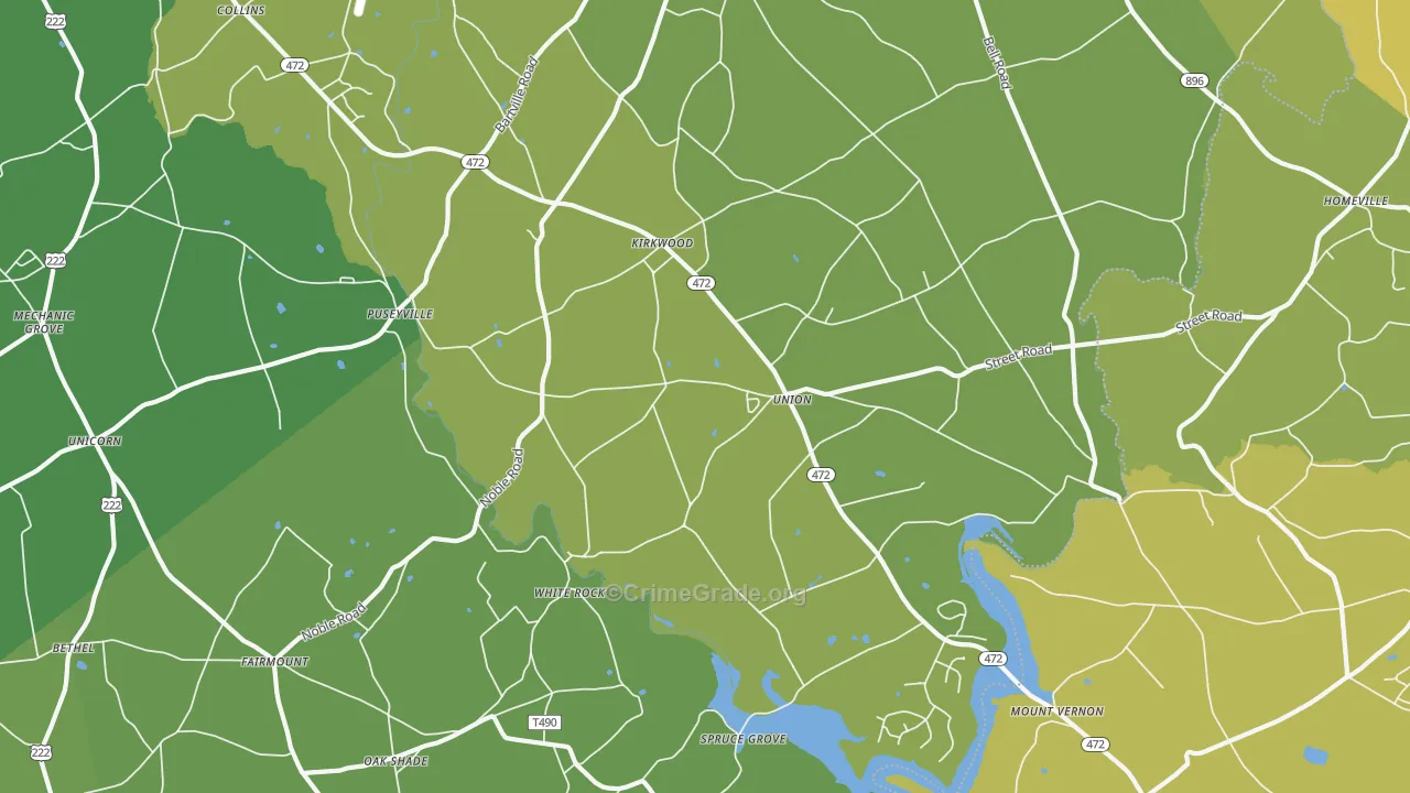 17536, PA Map of Vehicle Theft Rates