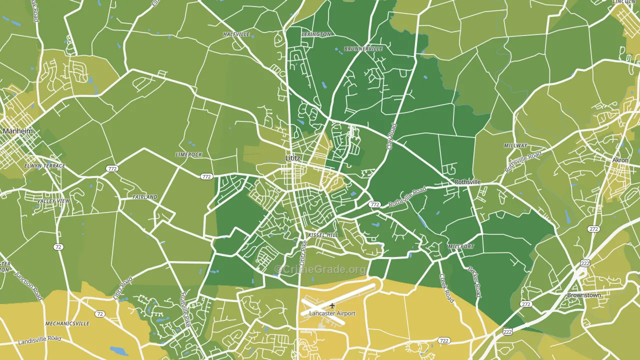 17543, PA Map of Vehicle Theft Rates