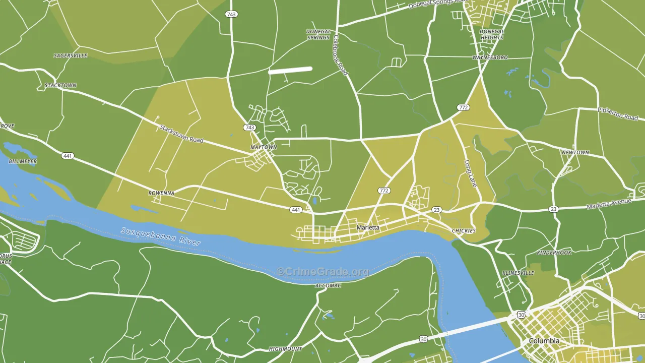 17547, PA Map of Vehicle Theft Rates