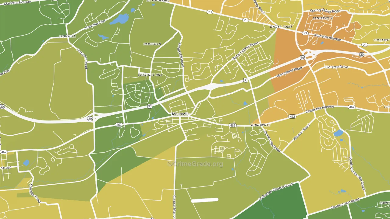 17554, PA Map of Vehicle Theft Rates
