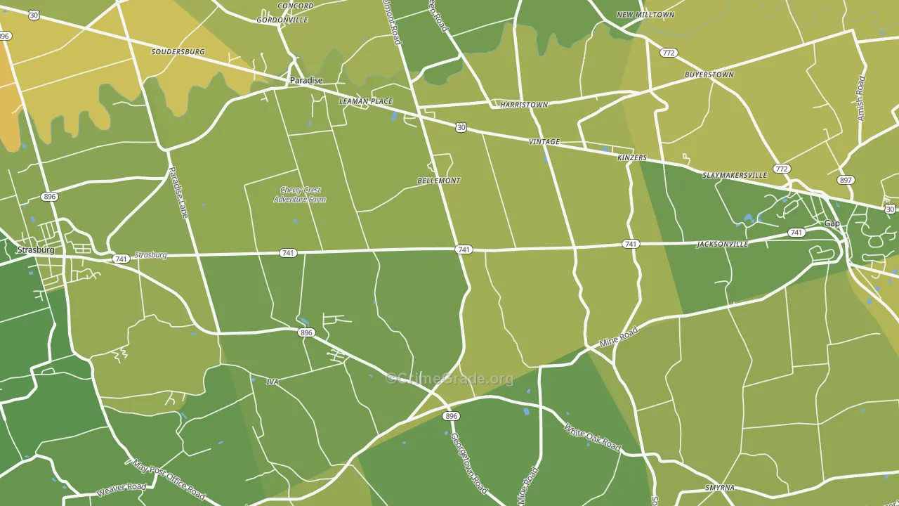 17562, PA Map of Vehicle Theft Rates