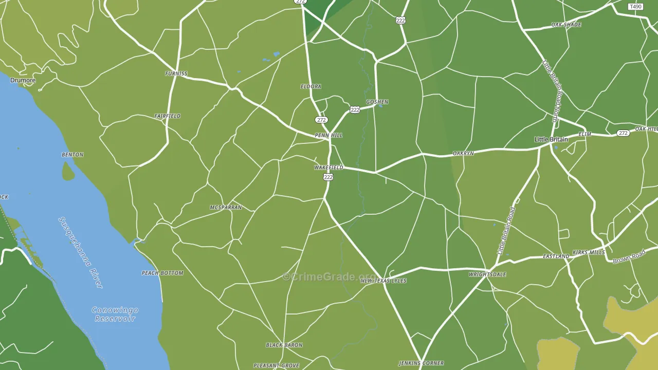 17563, PA Map of Vehicle Theft Rates