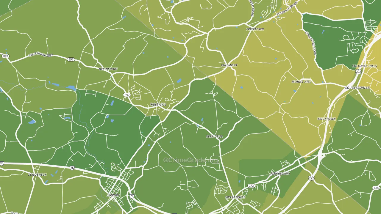 17569, PA Map of Vehicle Theft Rates
