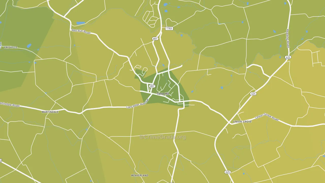 17581, PA Map of Vehicle Theft Rates