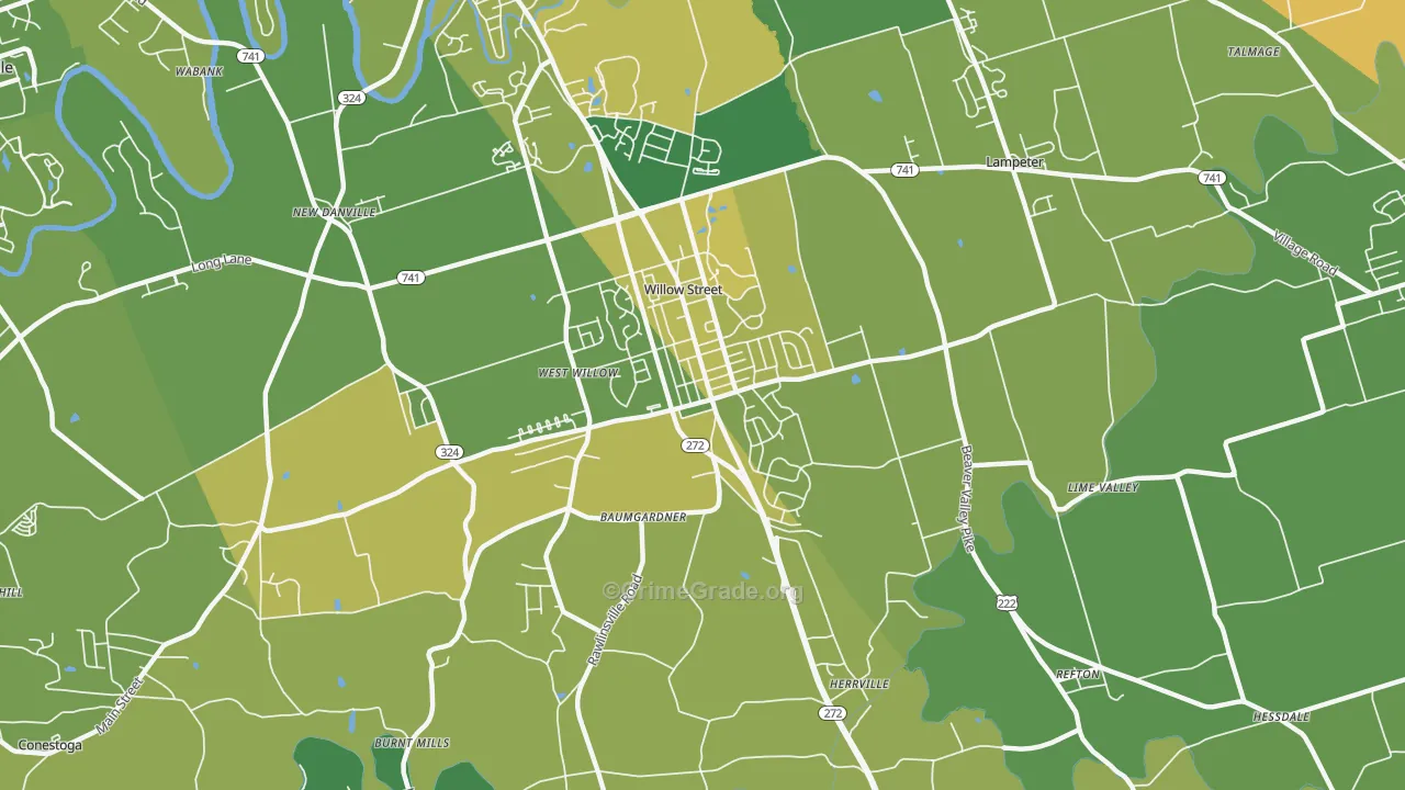 17584, PA Map of Vehicle Theft Rates