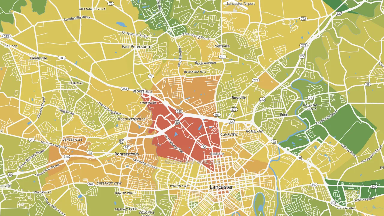 17601, PA Map of Vehicle Theft Rates