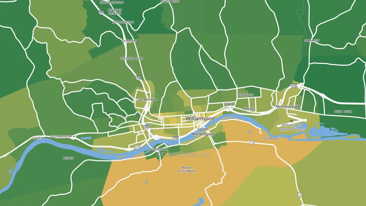 17701, PA Map of Vehicle Theft Rates