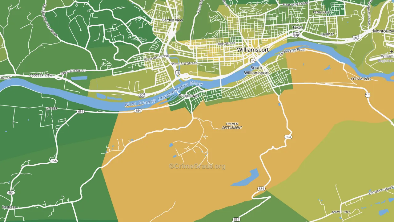 17702, PA Map of Vehicle Theft Rates