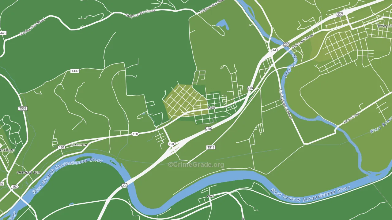 17721, PA Map of Vehicle Theft Rates