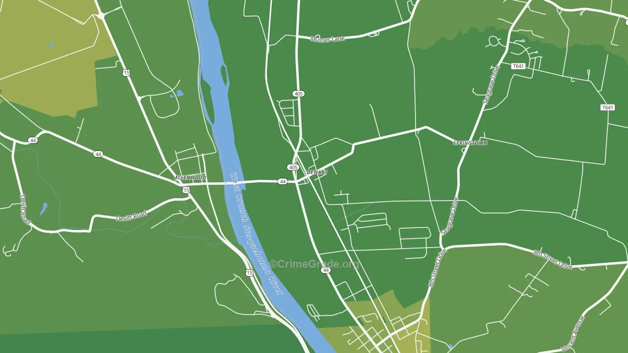 17730, PA Map of Vehicle Theft Rates