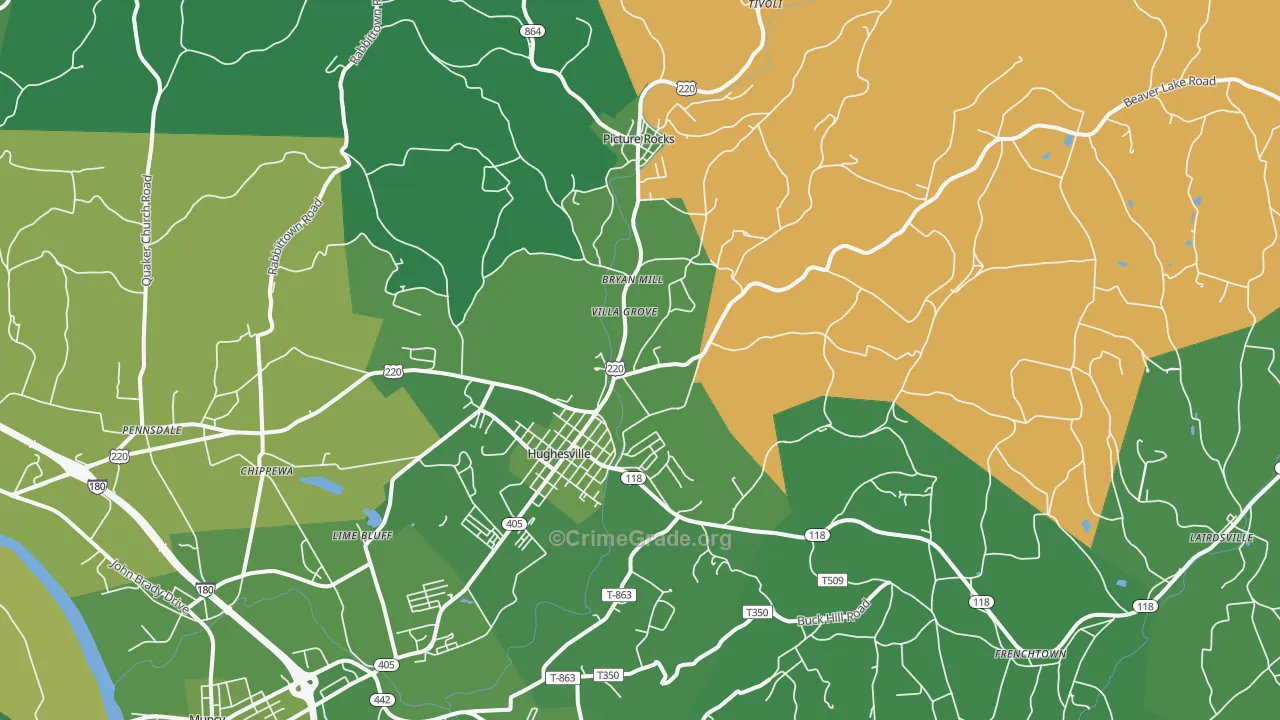 17737, PA Map of Vehicle Theft Rates