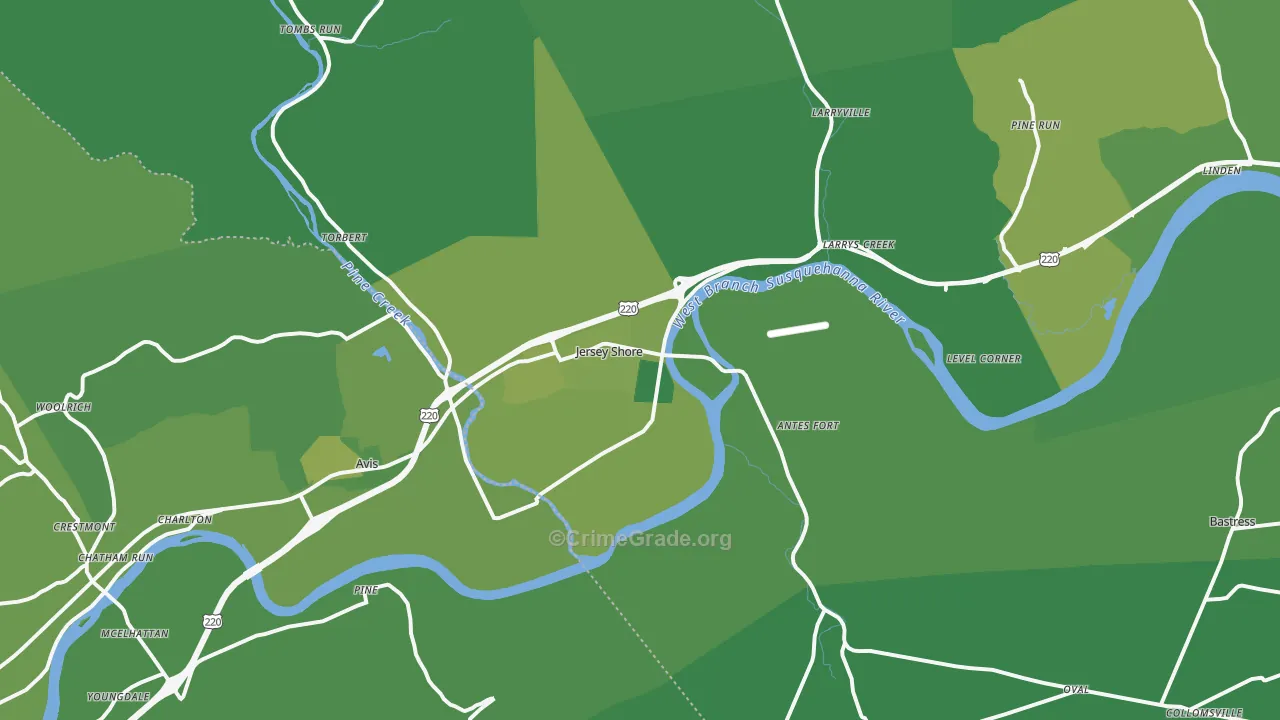 17740, PA Map of Vehicle Theft Rates