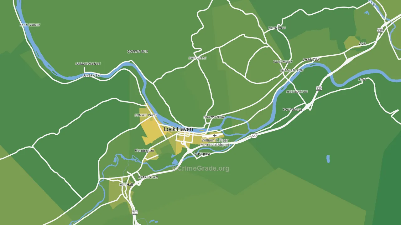 17745, PA Map of Vehicle Theft Rates