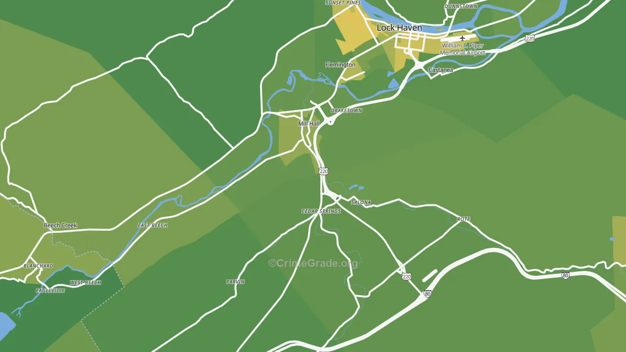 17751, PA Map of Vehicle Theft Rates