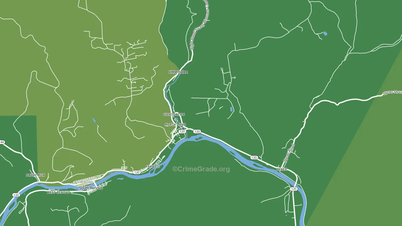 17760, PA Map of Vehicle Theft Rates