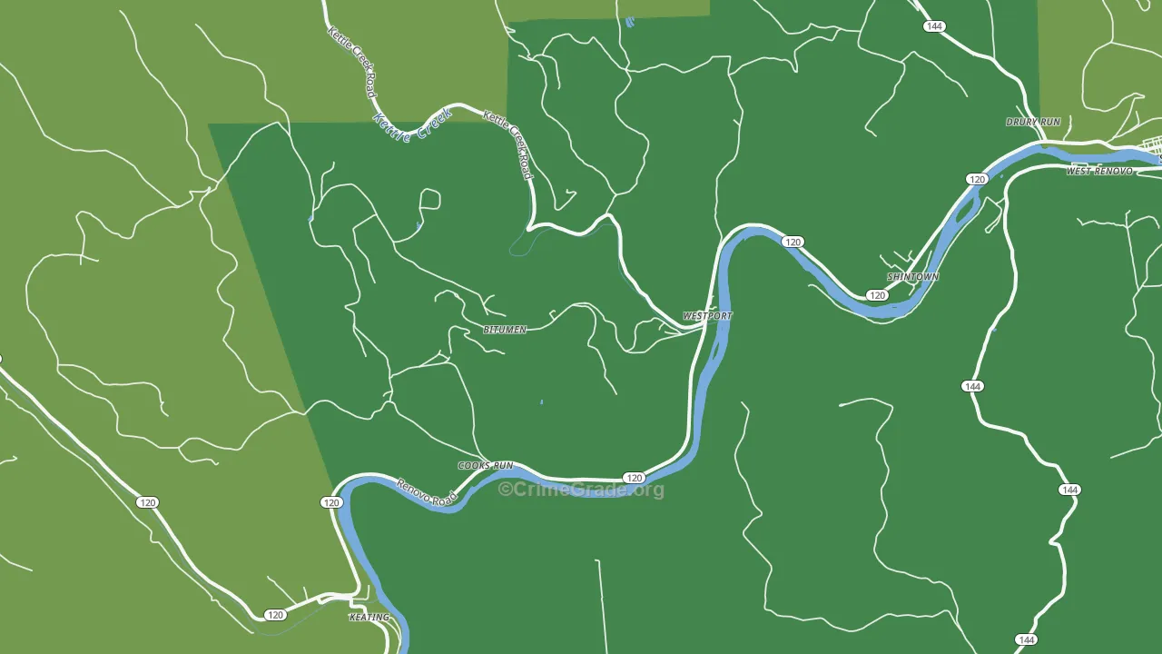 17778, PA Map of Vehicle Theft Rates