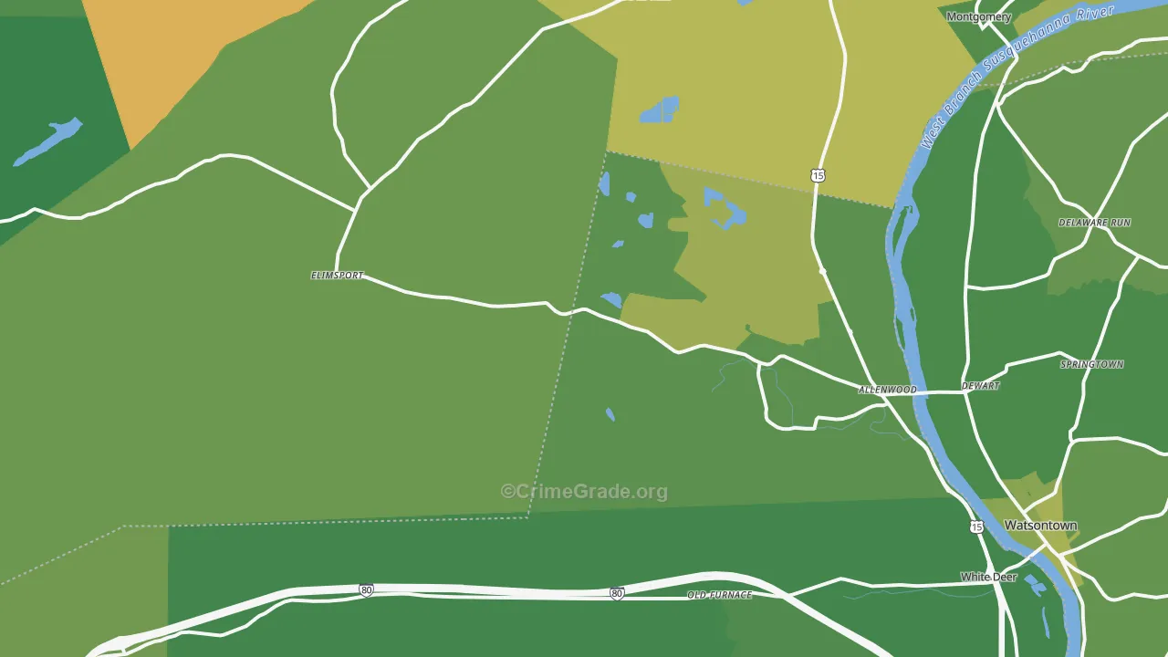 17810, PA Map of Vehicle Theft Rates