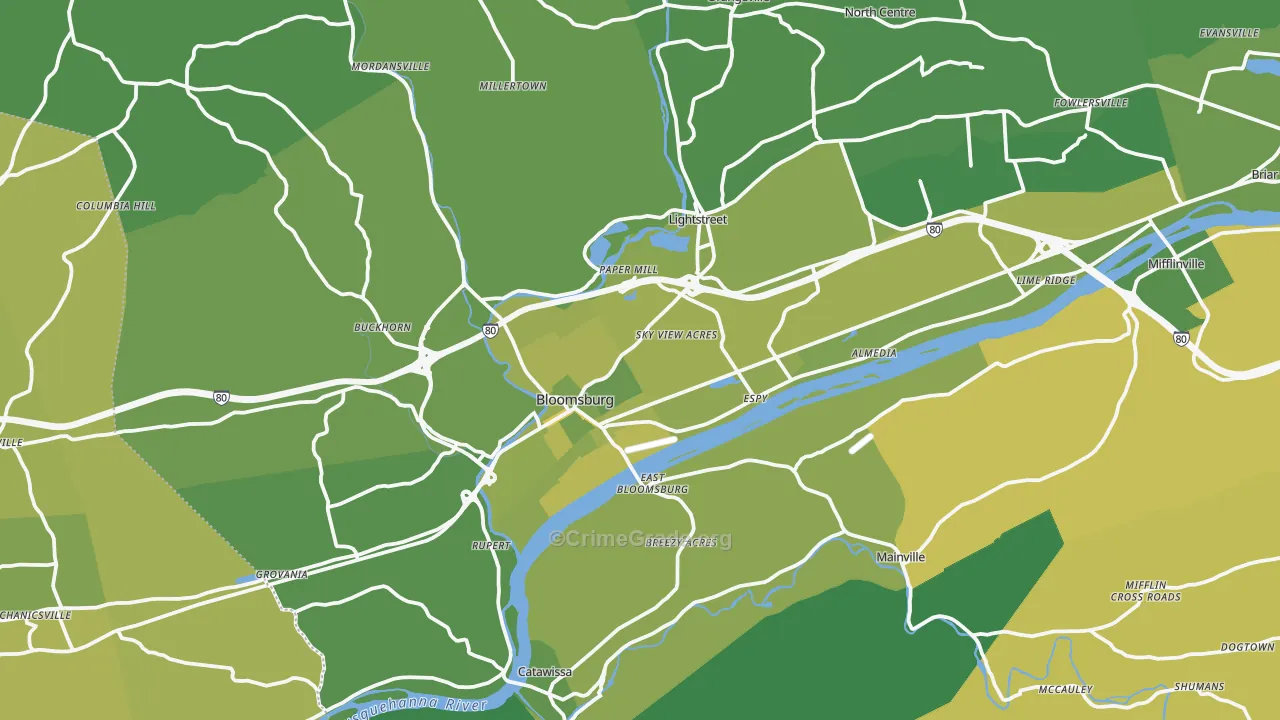 17815, PA Map of Vehicle Theft Rates