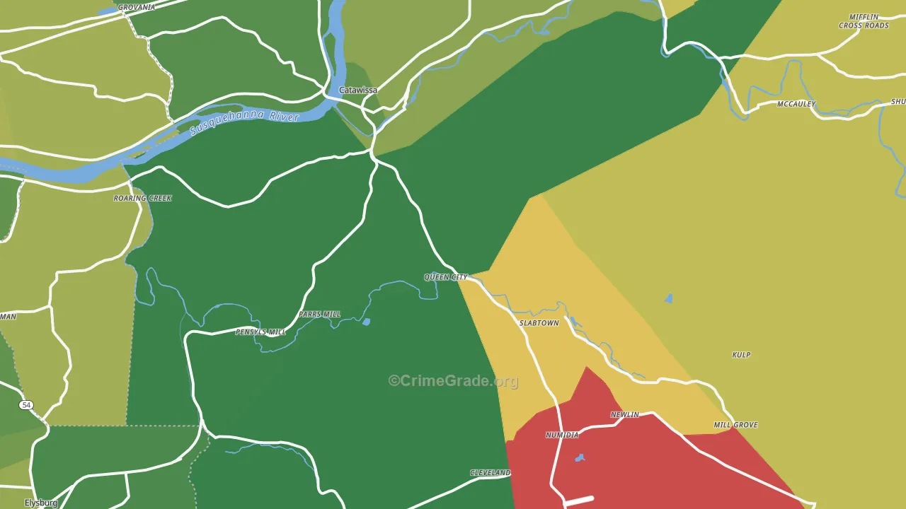 17820, PA Map of Vehicle Theft Rates