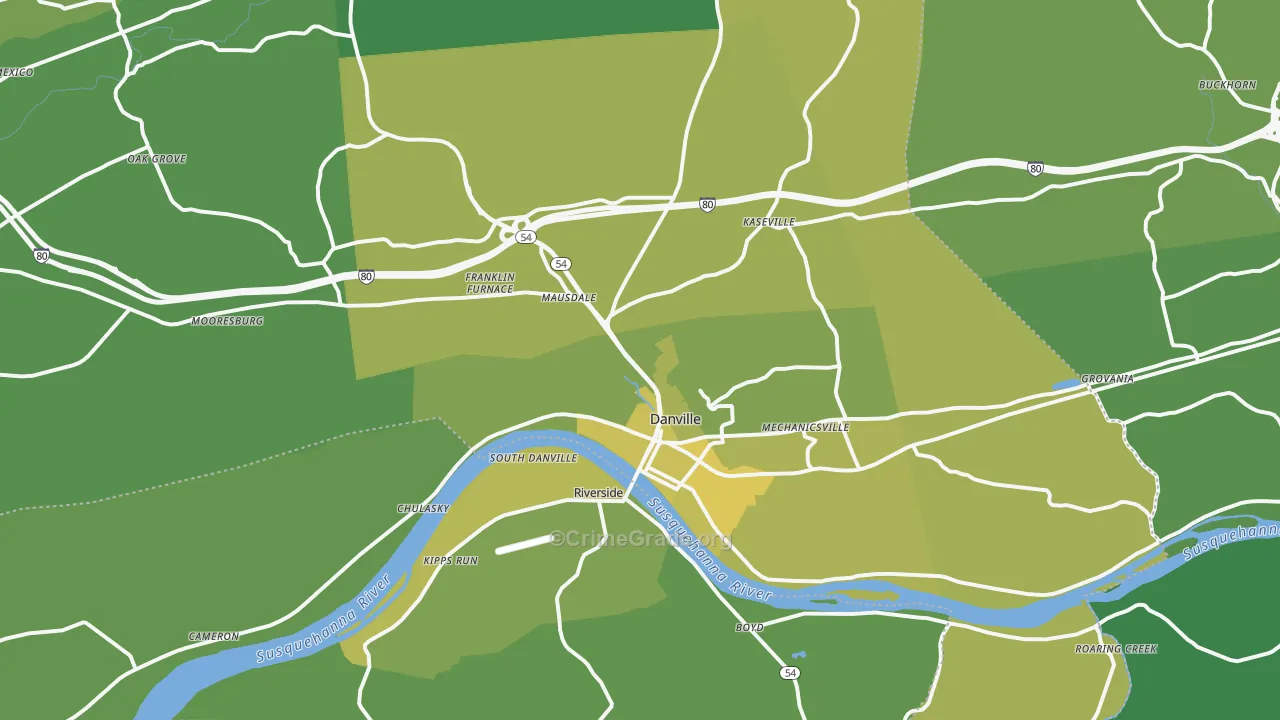 17821, PA Map of Vehicle Theft Rates