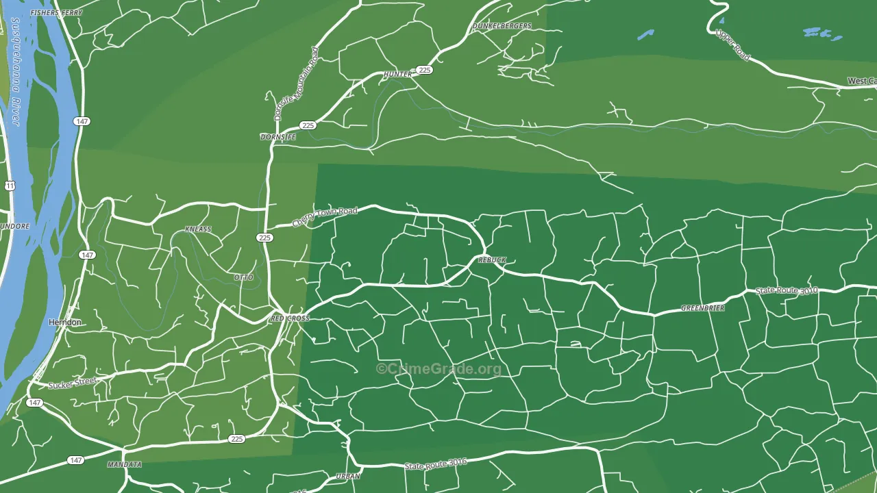 17823, PA Map of Vehicle Theft Rates