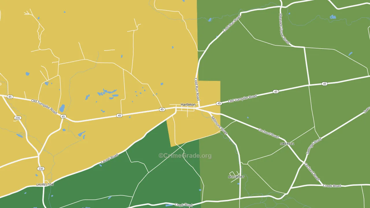 17829, PA Map of Vehicle Theft Rates
