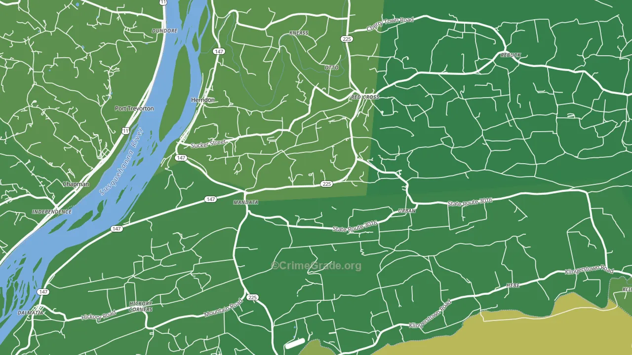 17830, PA Map of Vehicle Theft Rates