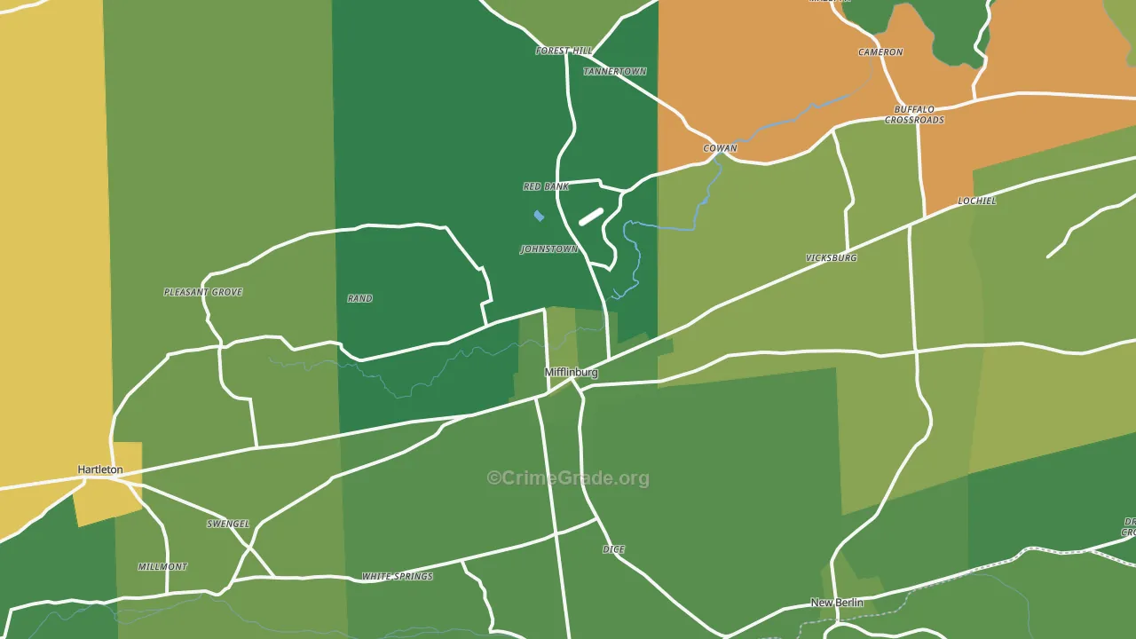 17844, PA Map of Vehicle Theft Rates