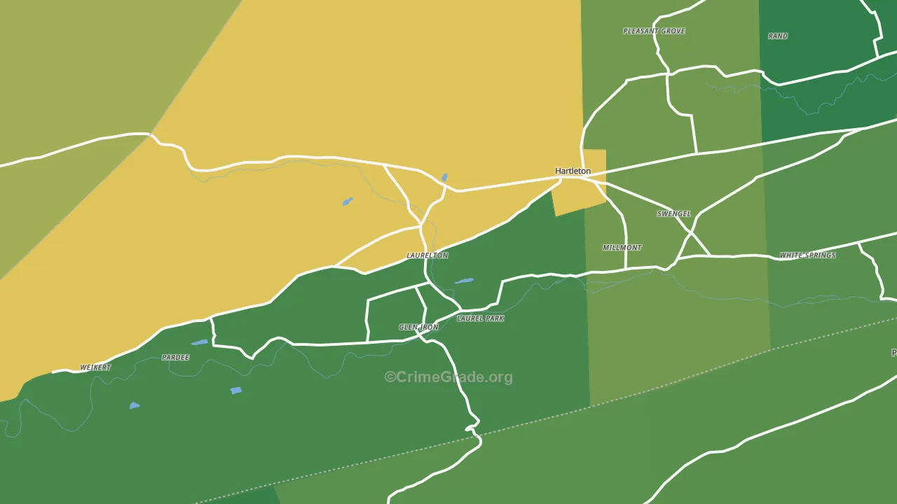 17845, PA Map of Vehicle Theft Rates