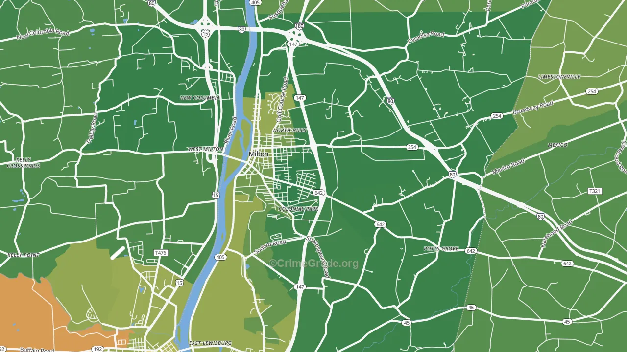 17847, PA Map of Vehicle Theft Rates