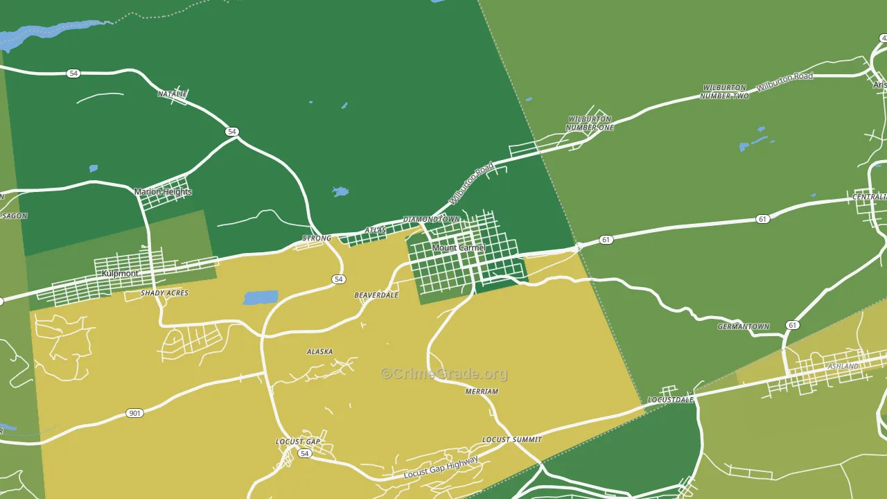 17851, PA Map of Vehicle Theft Rates