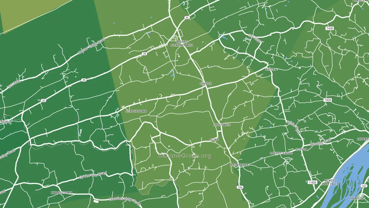 17853, PA Map of Vehicle Theft Rates