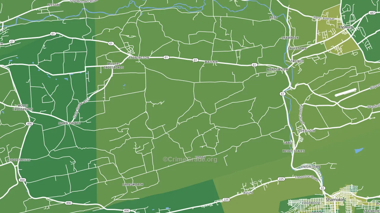 17860, PA Map of Vehicle Theft Rates